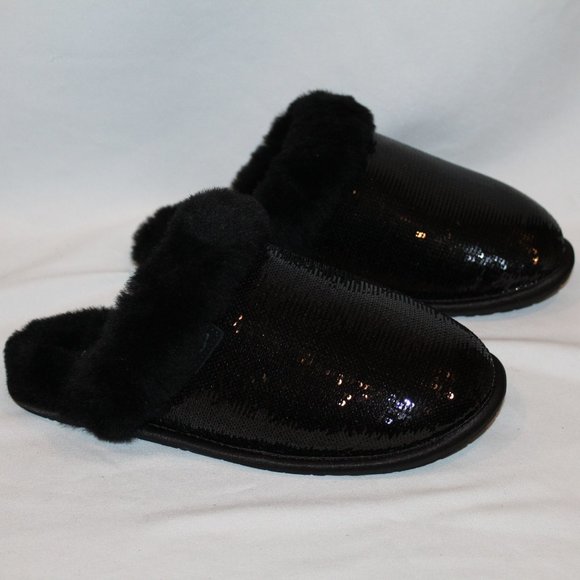 NIB UGG WOMEN'S MIRROR BALL SEQUIN SCUFFETTE II BLACK SLIPPERS - Picture 2 of 7